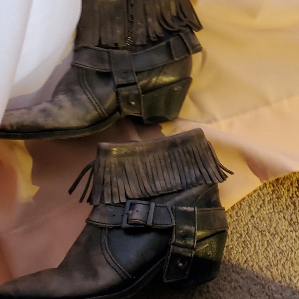 Vintage All saints fringe leather booties